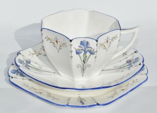 Decorative Only - Vintage Shelley Blue Iris Trio - Queen Anne Shape 11561