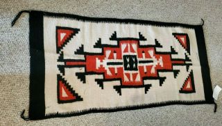 Native American Navajo Hand Woven Wool Rug 58 " X 25 "