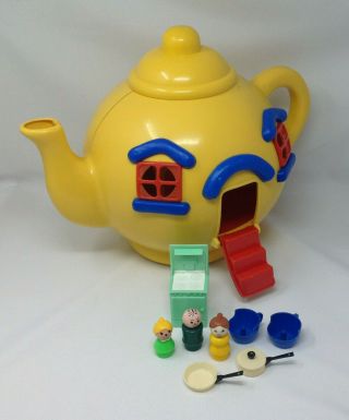 Vintage Bluebird Big Yellow Teapot With Accessories Retro 1981 (lp123t)