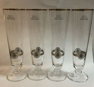 Warsteiner Exklusiv - Tulpen Set Of 4 Tall Pilsner Beer Glasses 0,  4l 10 "