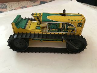 Marx Tin - Litho Wind - Up 8 " Long Toy 5 Bulldozer