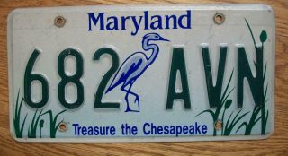 Single Maryland License Plate - 682 Avn - Treasure The Chesapeake