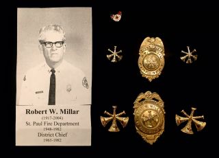 Vintage St.  Paul Minnesota Fire Department District Chiefs Badge Group