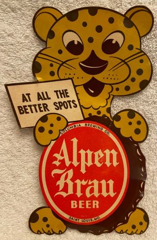 Alpen Brau Beer Window Mirror Tavern Sticker Sign Columbia Br.  Co,  St.  Louis Mo
