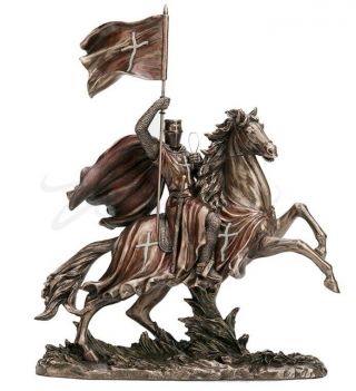 12 " Crusader Riding On Horse Statue Knights Templar Sculpture Medieval Times