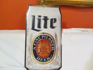 Vintage Miller Lite Light Beer Can Metal Bar Sign Miller Brewing