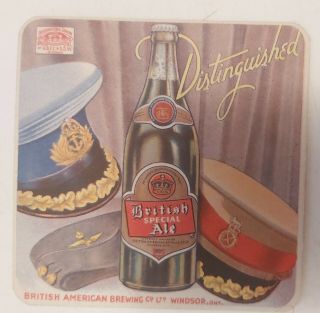 /very Rare Wartime Ww2 (windsor,  Ont) " British American Brewing Co " Drink Coaster