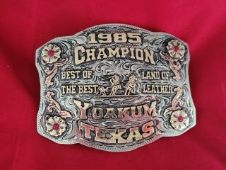 Rodeo Trophy Buckle☆1985☆yoakum Texas Team Roping Champion Vintage 275