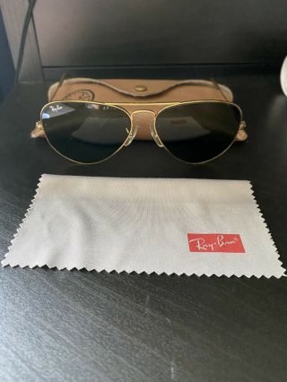 Vintage B&l Ray Ban Bausch & Lomb G15 64mm Gold Plated Aviator W/case