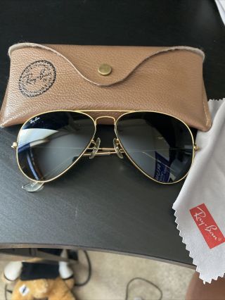 Vintage B&L Ray Ban Bausch & Lomb G15 64mm Gold Plated Aviator w/Case 2