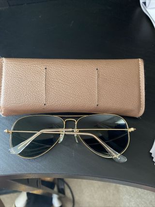 Vintage B&L Ray Ban Bausch & Lomb G15 64mm Gold Plated Aviator w/Case 3
