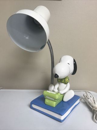 1958 1966 Vintage Snoopy 14 " Desk Light Ceramic Metal Lamp Peanuts
