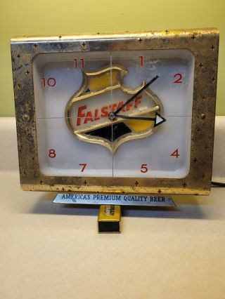 Vintage Falstaff Beer Lighted Advertising Clock - Restore Or Parts