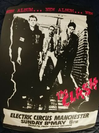 Vintage The Clash Concert Promo Poster At The Electric Circus Manchester 40x30