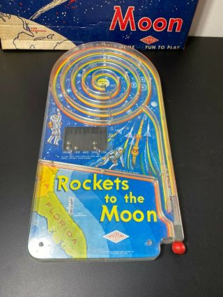 Vintage Rockets To The Moon Tabletop Pinball 149 Wolverine Toys W/box Rare