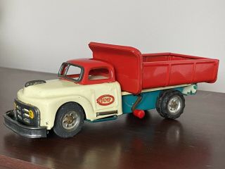 Vintage 1950’s Shioji Sss Japan Dump Truck Tin Litho Friction Fricti