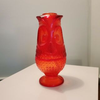 Vintage Viking Glass Ruby Owl Fairy Lamp Candle Votive Holder