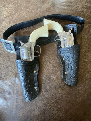 Vintage Pony Boy Toy Cap Guns With Holster,  Coyboy