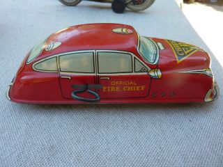 Vintage Marx Tin Litho Wind Up Official Fire Chief Car