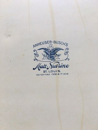 Atq1905 Anheuser - Busch ' s Advertising Tin Vienna Art Plate for Malt Nutrine - 2 3