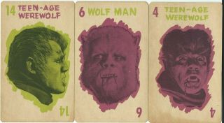 Vintage 1964 Monster Old Maid Cards Set Of 6 Milton Bradley Universal Monsters