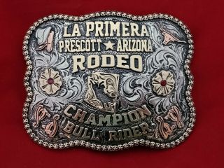 Trophy Rodeo Champion Belt Buckle☆☆prescott Arizona Bull Riding Vintage 310