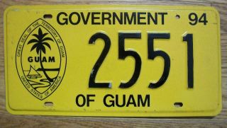 Single Guam U.  S.  A.  License Plate - 1994 - 2551 - Government