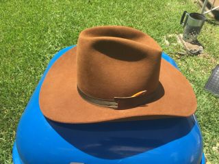 Vintage Stetson 3x Beaver Xxx Western Hat Brown Cowboy Hat 7 3/8 Oval Long