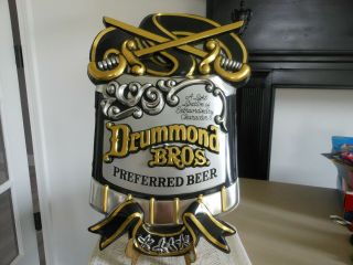 1973 Drummond Bros Beer,  Falls City Brewing,  Louisville Ky Wall Mount Sign