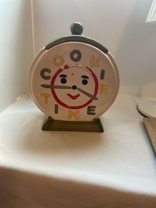 Vintage Cookie Jar Classics By Jonal Cookie Time Clock Rare Green Cream Htf Rare