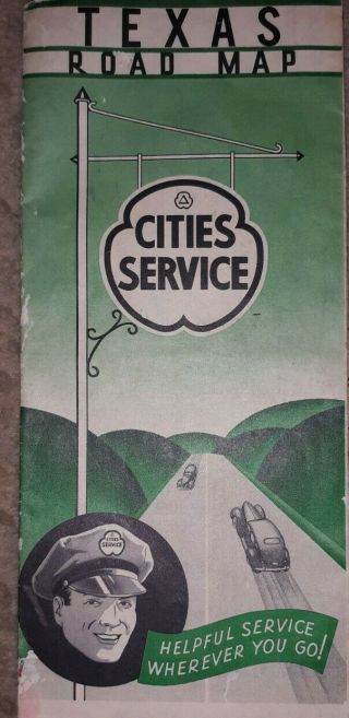 Vintage Cities Service Road Map Of Texas.  National Parks And Monuments Late 1930