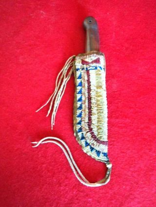 Vintage Trade Knife With Beaded Sheath