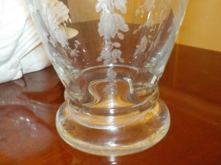 CAMBRIDGE VINTAGE CHANTILLY ETCHED CRYSTAL COCKTAIL SHAKER.  GORGEOUS 3