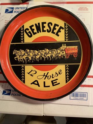 Vintage “genesee 12 Horse Ale” Metal Serving Tray.  12” Diameter.