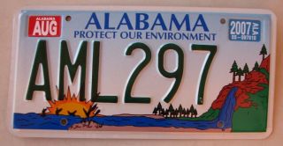 Alabama Protect Our Environment License Plate " Aml 297 " Environmentalist Al 07