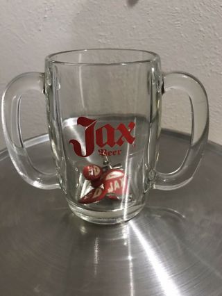 Vintage Louisiana Orleans Jax Beer Thick Glass Double Handle Mug With Pencil