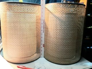 V - 64 Vintage Two Great Lamp Shade Drum Fiberglass Weave Barrel Mcm Mid Century