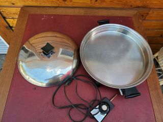 Vintage Rena Ware Stainless 14 " Electric Skillet Roaster Server Pan With Lid