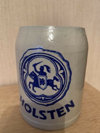 Holsten Export Lager Beer Mug Tankard With Knight On Horse - German Pottery