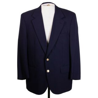 Vintage Burberry Mens 42r Navy Blue Gold Button Wool Blazer Jacket Sports Coat