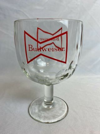 Budweiser Thumbprint Goblet Glass Beer Mug Chalice Cup Bowtie Logo
