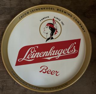 (vtg) Leinenkugel’s Beer Tray Indian Princess Chippewa Falls,  Wi