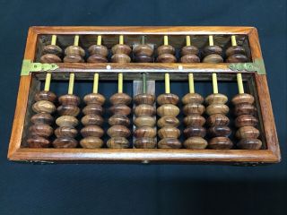 Vintage 9” Lotus Flower Abacus 9 Rods 63 Beads With Brass Accents