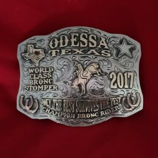 Rodeo Trophy Buckle☆2017☆odessa Texas Bronc Stomping Champion Vintage 682