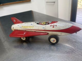 Vintage Rare Alps Japan Tin Toy Space Rocket Friction Firebird 1