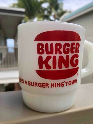 Vintage Fire King This Is A Burger King Town Advertising Coffee Mug