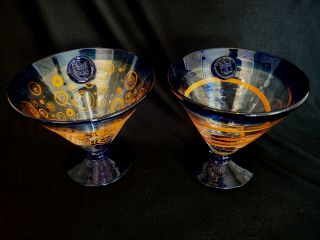 Set Of 2 Kosta Boda Royal Caribbean Cocktail / Martini Glasses