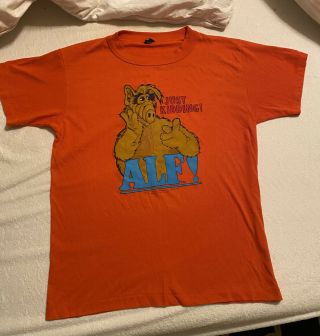 Vintage 1987 Alf Alien Just Kidding T - Shirt Size Large 80s Single Stitch Tv Show