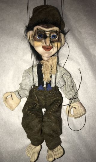 Vtg Vyroba Loutek Czech Handmade 12 " Creepy Old Man Marionette Puppet