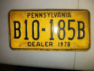 1978 Pennsylvania Dealer License Plate Tag
